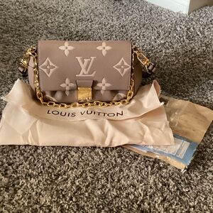 Designer Tan and Gold Shoulder Bag
